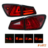 Red Clear 3D Stripe Full LED Tail Lights for Lexus ISF IS250 IS350 GSE20R 2005-2013